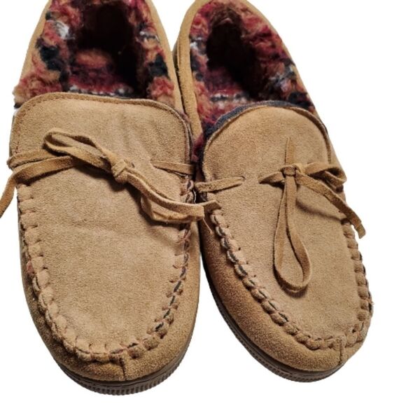 Muk Luks Lined Leather Moccasins  Brown Size 9 - Picture 6 of 10